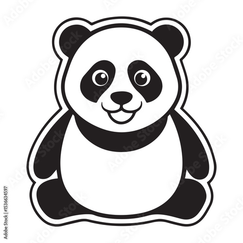 panda silhouette vector illustration logo sticker