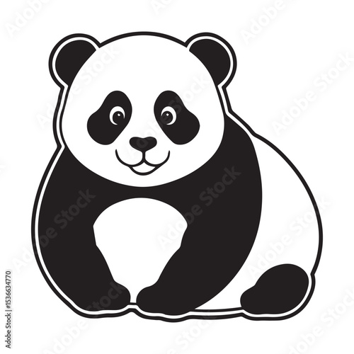 panda silhouette vector illustration logo sticker