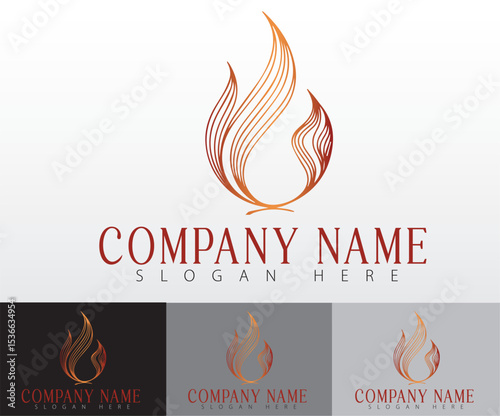 A modern and minimalist illustration of a flame logo.