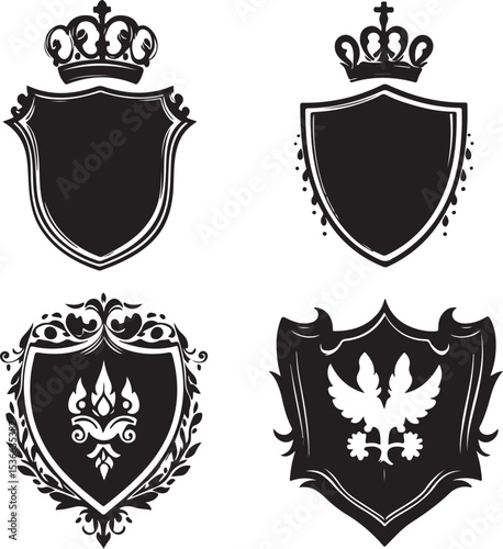 Vintage Heraldic Shields and Crests Vector Collection

