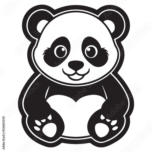 panda silhouette vector illustration logo sticker