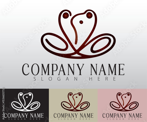 The minimalist frog icon logo symbolizes transformation and growth, much like the frog’s life cycle.