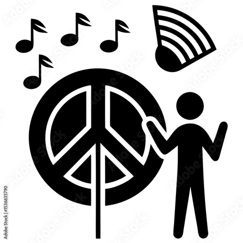 Peace sing Victor silhouette Single Icon collection 