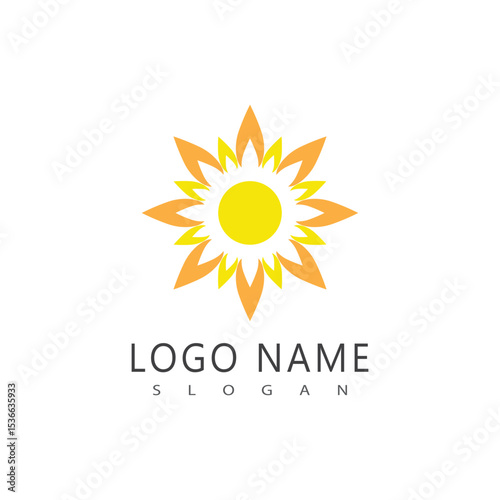 Sun logo and symbol stylized design