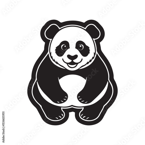 panda silhouette vector illustration logo sticker