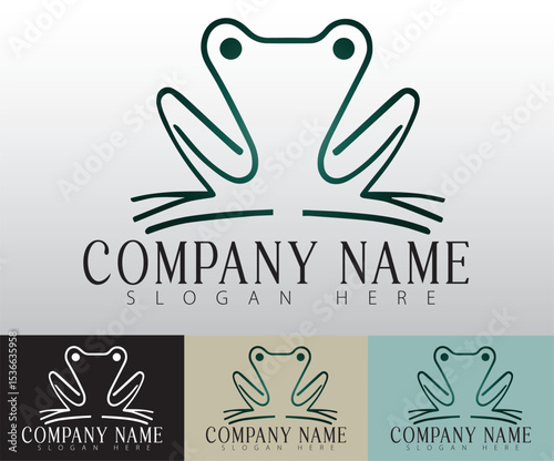A minimalist frog logo captures the frog’s natural elegance, using minimal details to symbolize its vibrant energy.