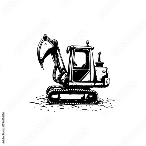 Cartoon excavator illustration for construction and excavation themed designs