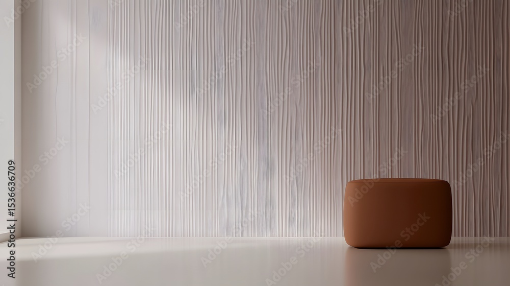 custom made wallpaper toronto digitalModern Minimalist Room Interior Design with Brown Ottoman and Textured Wall