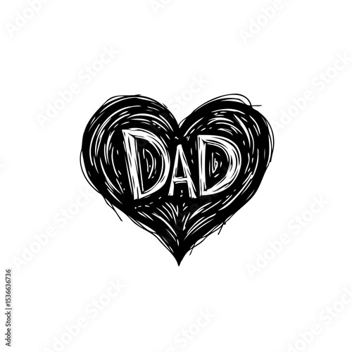 A Heartfelt Tribute: Hand-Drawn 'Dad' Design for Father's Day and Celebrations