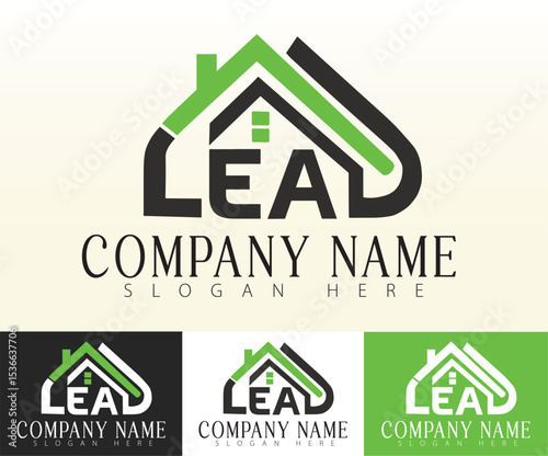 A modern logo where the initials LEAD are artistically blended with a house icon.