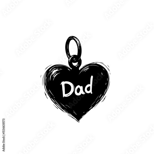 Vector illustration of a heart-shaped pendant with the inscription Dad, perfect for Father's Day