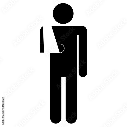 Injured person, arm in sling medical for accident, health, and insurance icon vector