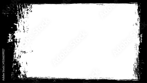 Abstract grunge background with worn brush texture, black frame texture.  Grunge border frame with dark black painted brush strokes