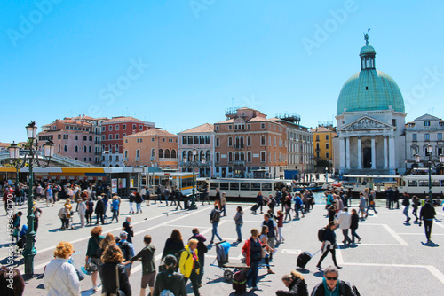 Cityscape Of Crowded Square In Venice, Italy