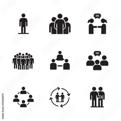 People Icon Set. Business Concept. Flat Design. Vector Illustration.