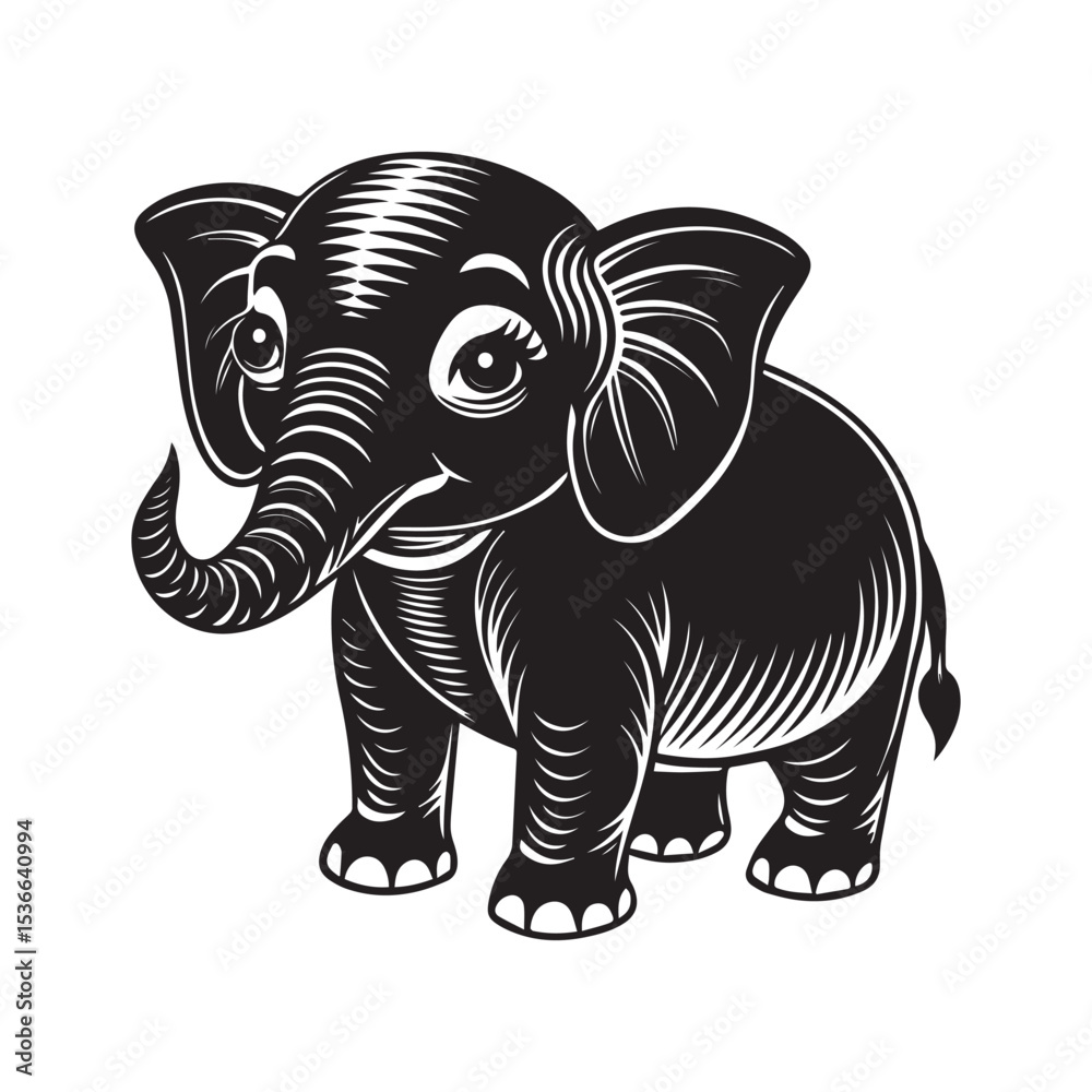 Fototapeta premium Elephant silhouette vector illustration logo sticker