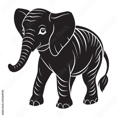 Elephant silhouette vector illustration logo sticker