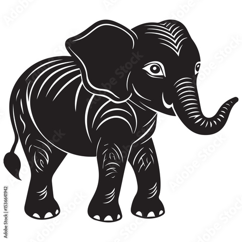Elephant silhouette vector illustration logo sticker