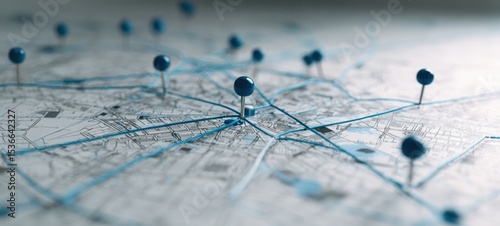 The colorful map showcasing navigational pins for urban exploration.