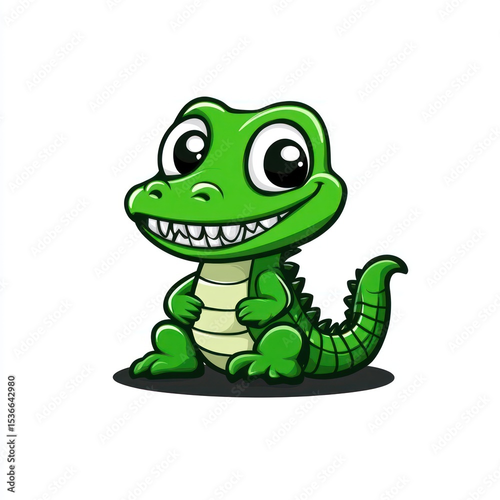 Fototapeta premium Cartoonish green crocodile