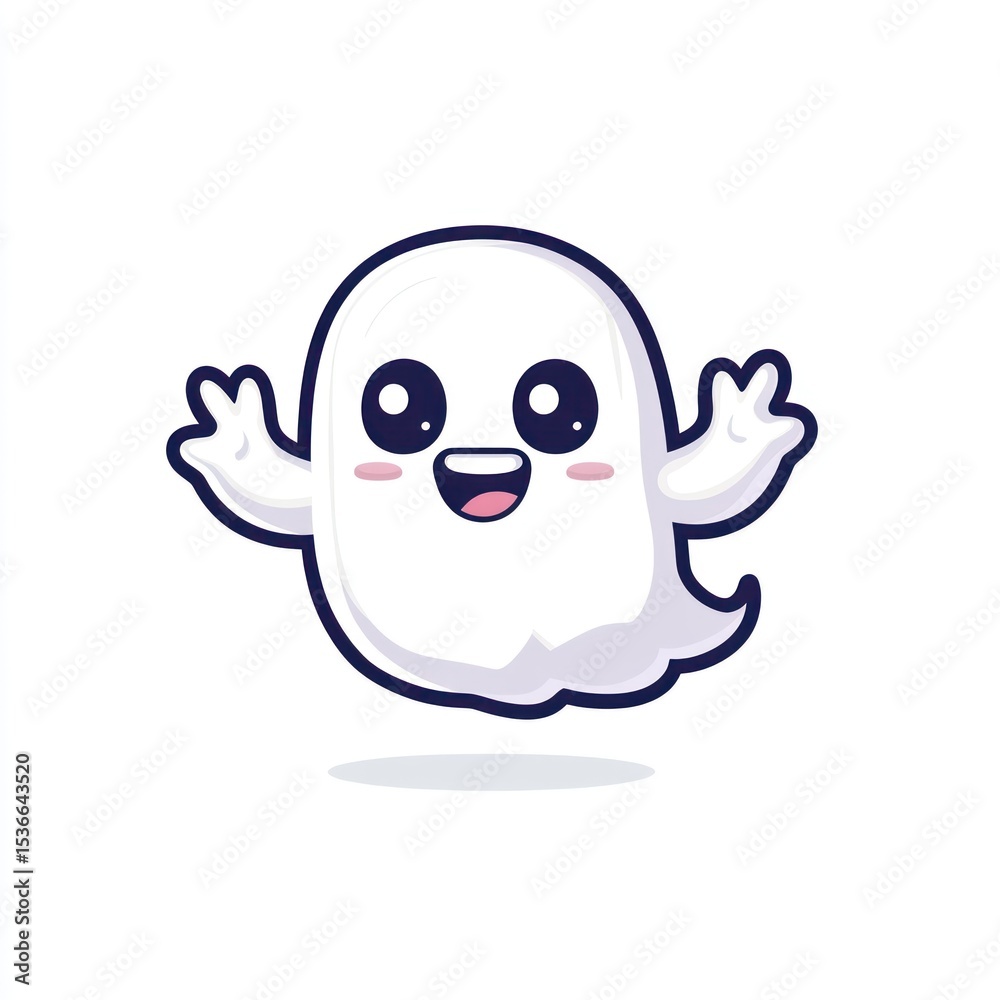 Obraz premium Cute cartoon ghost with happy expression