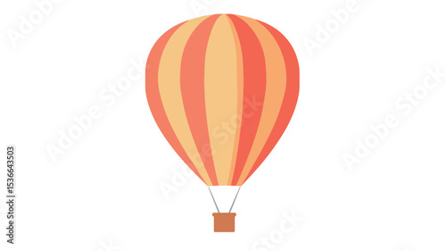 A digital illustration of a hot air balloon against a plain white background. The balloon is predominantly orange and yellow with vertical stripes.  The balloon is depicted in a simplified