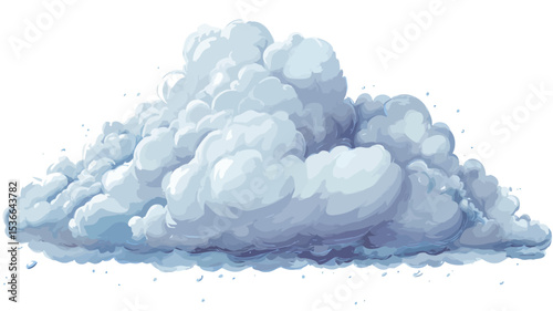 Digital painting or watercolor-style illustration of a single cumulus cloud against a white background. The cloud is depicted with soft, rounded shapes and variations in shades of white