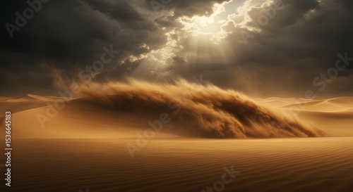 Desert Storm: Golden Sands Under a Dramatic Sky