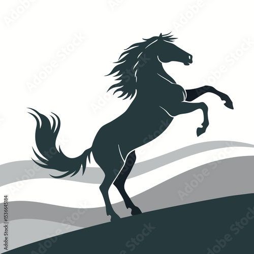 Rearing Horse Silhouette Elegant Animal Design