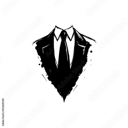 Abstract Ink Illustration of a Suit and Tie for Sophisticated Design Projects