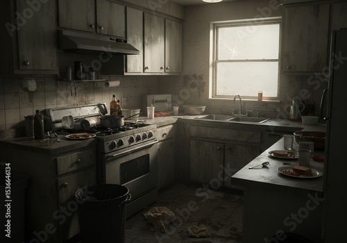 Post-Apocalyptic Kitchen: A Grimy Remnant of a Bygone Era