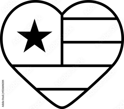 USA Flag Heart Thick lines Icon Flat Vector Isolated.
American Patriotic Heart Shape outline.
Stars and Stripes Heart Symbol Independence Day Design.
Transparent background. SVG file.