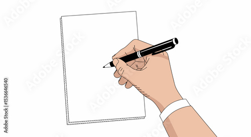 Hand Writing on Blank Paper: Creative Ideas, Note Taking, Planning