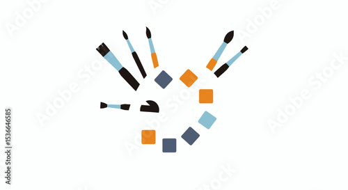 Artistic Hand: Creative Brushes and Geometric Design