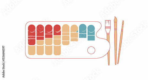 Minimalist Palette and Brushes Illustration for Creative Projects