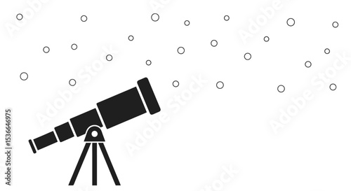 Telescope and Stars Icon. Simple Vector Silhouette for Astronomy, Science, and Exploration Concepts.