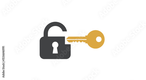 Unlocking Padlock and Key Icon for Security, Access, and Privacy Concepts