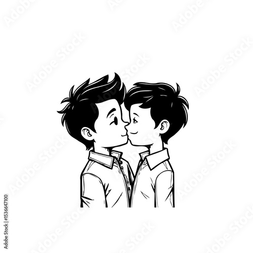 Loving depiction of two young men sharing a tender moment of affection