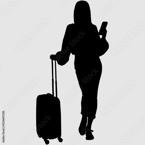 silhouette of a man with a luggage 