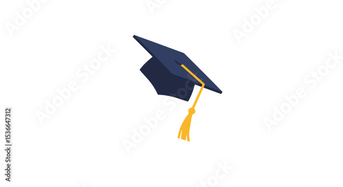 Blue Graduation Cap with Gold Tassel Illustration