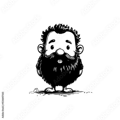 Cartoon character with a beard and mustache isolated on white background image