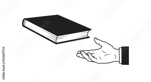 Hand Offering a Book - Minimalist Vector Illustration