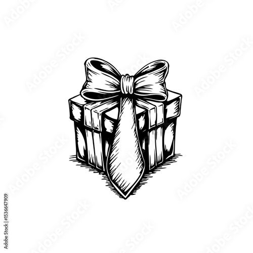 Illustration of gift box adorned with bow tie perfect for festive occasions