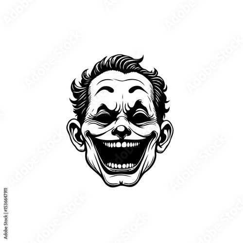 Intense Joker Portrait: A Striking Black and White Depiction of Villainous Laughter