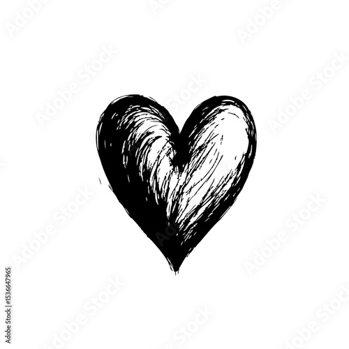 Expressive hand-drawn heart symbol conveys love and affection with artistic flair
