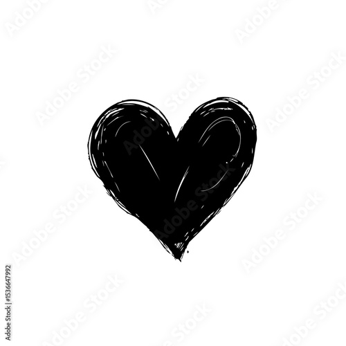 Hand-drawn black heart illustration perfect for conveying love and emotion