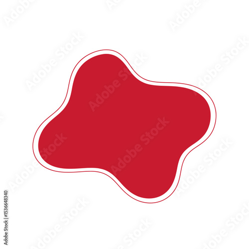 Abstract Blob: Red Shape with White Outline on White
