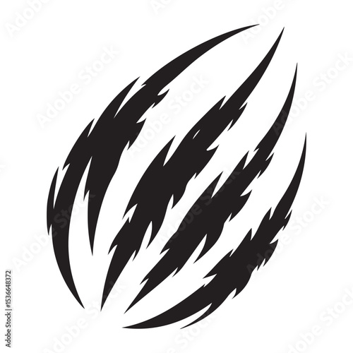 Dramatic Claw Marks Silhouette Vector Illustration with Ripping Effect