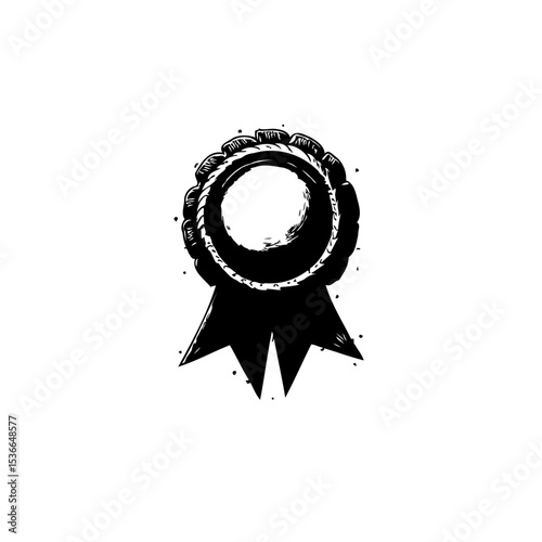 Simple monochrome rosette illustration representing recognition and achievement