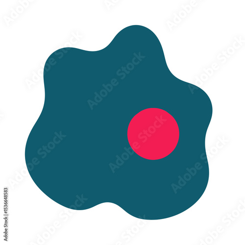 Abstract Blob with Circle - Teal and Crimson